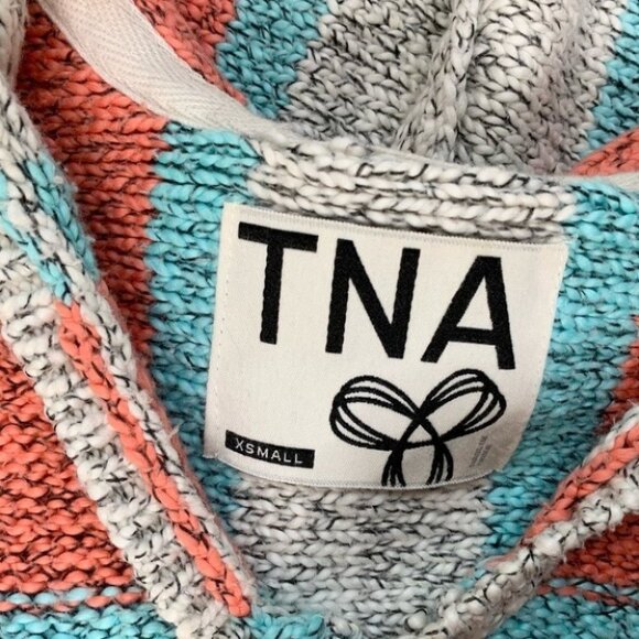 Aritzia TNA Cotton Baja Sweater Pullover Hoodie pullover Orange Blue Size XS - Picture 8 of 13